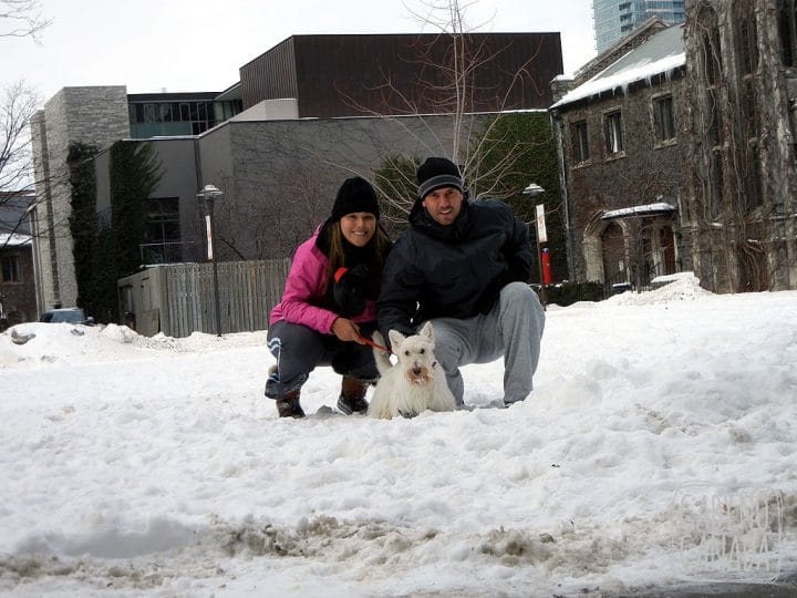 Nós três passeando na neve...