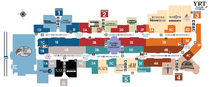 Mapa do Mall - que é coberto, portanto não se preocupe se estiver frio.